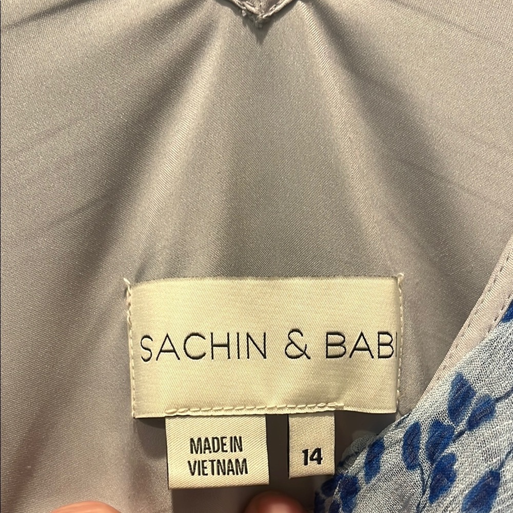 Sachin + Babi Blue and Purple Pleated Maxi Sundress - Picture 2 of 3